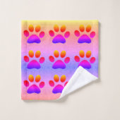 empreintes de pattes Glitterie colorée Multicolor (Gant de toilette)