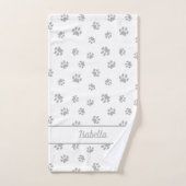 Empreintes de pattes gris argent mignon Personnali (Serviette à main)
