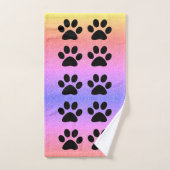 empreintes de pattes Parties scintillant rose Rose (Serviette à main)