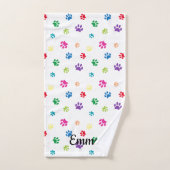 Empreintes de pattes peintes colorées (Serviette à main)