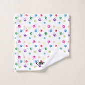 Empreintes de pattes peintes colorées (Gant de toilette)