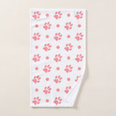 Empreintes de pattes roses et blanches et pois (Serviette à main)