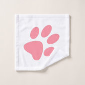 Empreintes de pattes roses et blanches et pois (Gant de toilette)