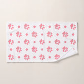 Empreintes de pattes roses et blanches et pois (Serviette à main)