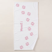Empreintes de pattes roses mignons Nom du chien pe (Serviette de bain)