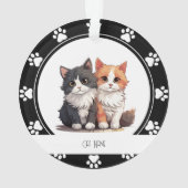 Empreintes de pattes rouges Nom du chat Ornement (dos)