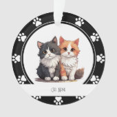 Empreintes de pattes rouges Nom du chat Ornement (devant)