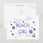 Empreintes filles de plage | Carte postale Blue Be (Devant / Derrière)
