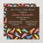 Empreintes pour bébés - Invitation Baby shower (Devant / Derrière)