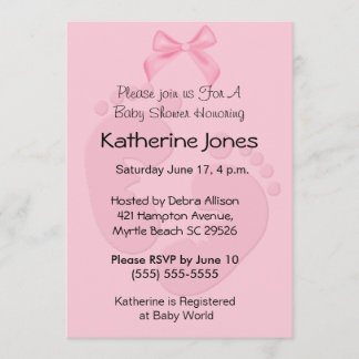 Empreintes roses Bébé Douche Invitations
