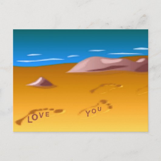 Empreintes sur la carte postale de plage (Devant)