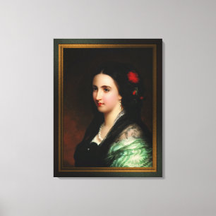 Empress Carlota van Mexico door Hermann Winterhalt Canvas Afdruk