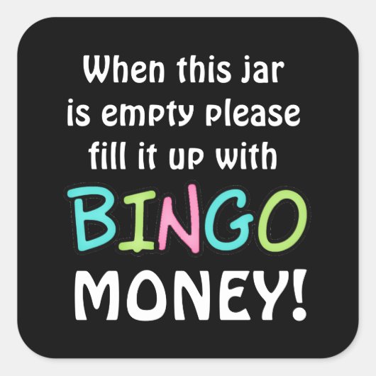 Empty bingo jar beer money sticker (Voorkant)