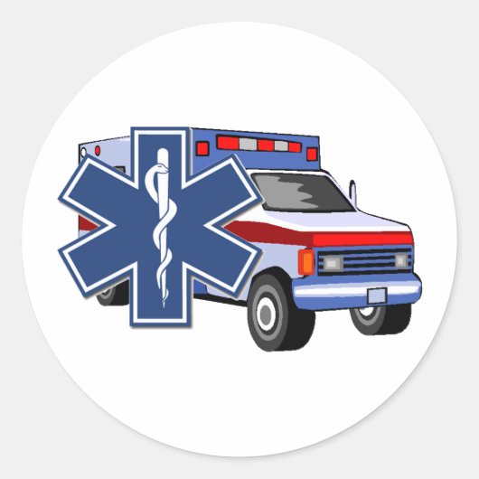 EMS Ambulance Ronde Sticker (Voorkant)