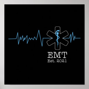 EMS Emergency Emt Est. 2021 Student Afstuderen Poster