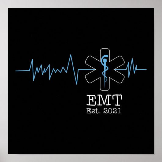 EMS Emergency Emt Est. 2021 Student Afstuderen Poster (Voorkant)