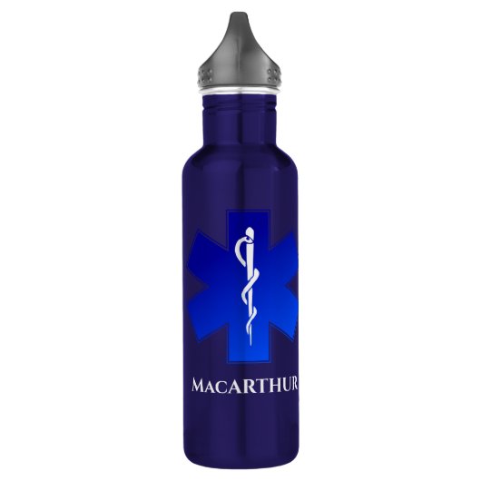 EMS-Logo met naam/oproepnummer Waterfles (Links)