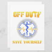 EMS Off Duty Save Yourself Paramedic Rescue Funny Save The Date (Voorkant / Achterkant)