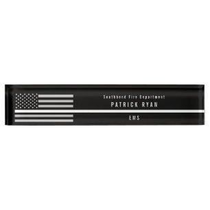 EMS Thin White Line American Flag Monogram Naambordje