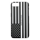 EMS Thin White Line American Flag Monogramed Case-Mate iPhone Case (Achterkant)