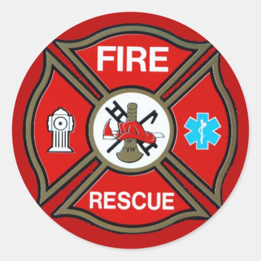 EMT brandweerman Maltese kruis Ronde Sticker (Voorkant)