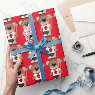 EMT draagt met steunpilaar verpakkend document Cadeaupapier