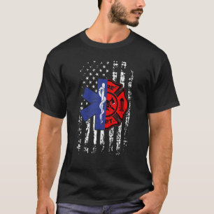 EMT Firefighter Firefighter EMT American Flag Gift T-shirt