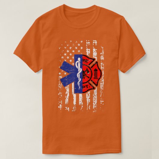 EMT Firefighter Shirt Firefighter EMT American Fla (Design voorkant)