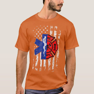 EMT Firefighter Shirt Firefighter EMT American Fla