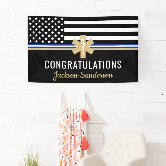 EMT First Responder White Line Flag EMS Retirement Spandoek (Insitu)