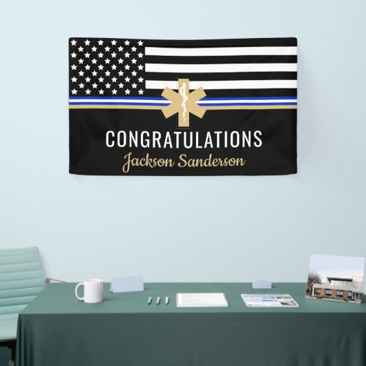 EMT First Responder White Line Flag EMS Retirement Spandoek (Beurs)