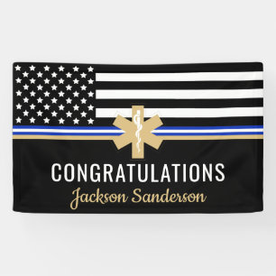 EMT First Responder White Line Flag EMS Retirement Spandoek