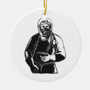 EMT met Hazmat Suit Scratchboard Keramisch Ornament