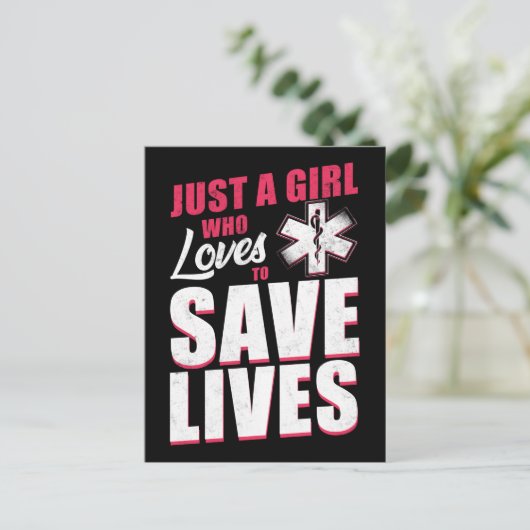 EMT Paramedic EMS Emergency A Girl die van Feestdagenkaart (Staand voorkant)