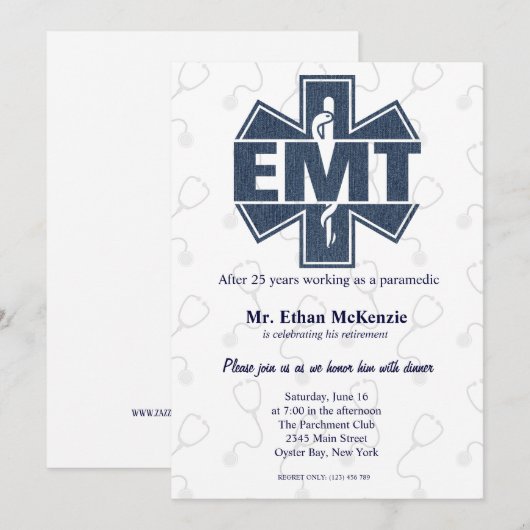 EMT pensioen Denim textuur Kaart (Voorkant / Achterkant)