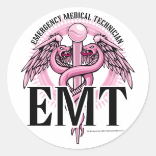 EMT Pink Caduceus Ronde Sticker