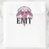 EMT Pink Caduceus Ronde Sticker (Tas)