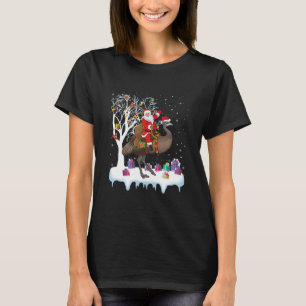 Emu Bird Lover Xmas Santa Riding Emu T-shirt