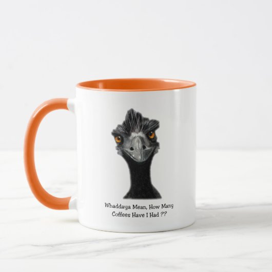 Emu: Funny, Humor: Te veel koffie: Kunst Mok (Links)
