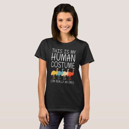Emu Halloween Human Costume Ostrich Bird Rhea Easy T-shirt (Voorkant volledig)