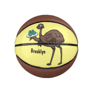 Emu met cartoon van eieren basketbal