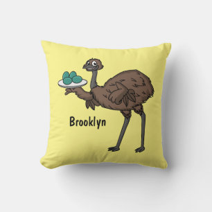 Emu met cartoon van eieren kussen