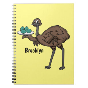 Emu met cartoon van eieren notitieboek