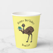 Emu met cartoon van eieren papieren bekers (Voorkant)