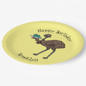 Emu met cartoon van eieren papieren bordje (Gekanteld)