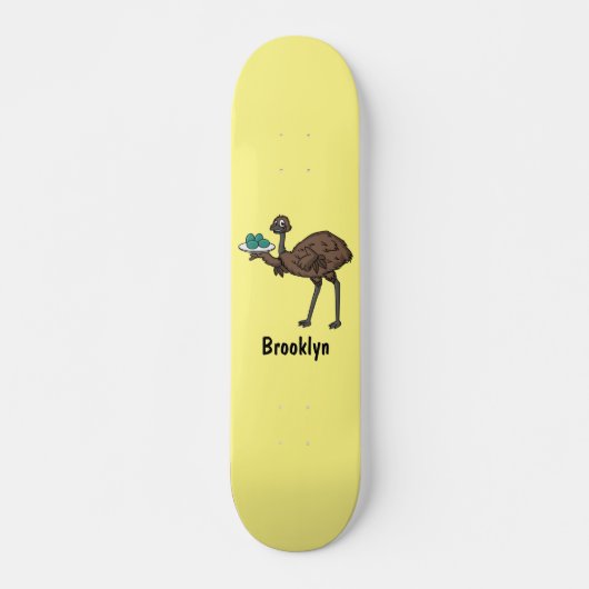 Emu met cartoon van eieren skateboard (Voorkant)