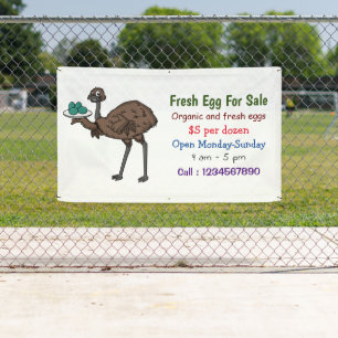 Emu met eieren cartoon vers ei bord te koop aangeb spandoek