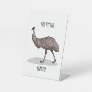 Emu vogel cartoon illustratie reclamebord met voetstuk