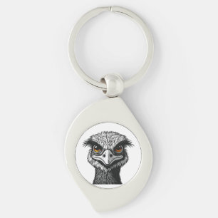 Emu vogel hoofd sleutelhanger