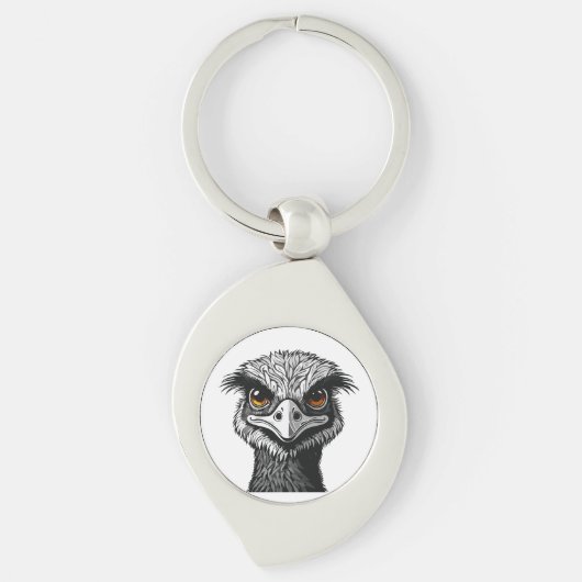 Emu vogel hoofd sleutelhanger (Voorkant)